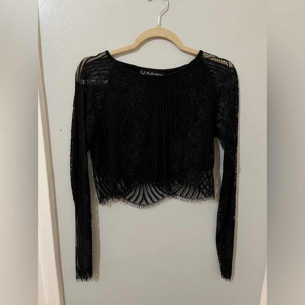 For love and lemons black lace long sleep crop